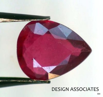 RUBY 12.24x11.23MM PEAR CUT EARTH MINED & TREATED GEMSTONE AAA 4.18 CT (180936)