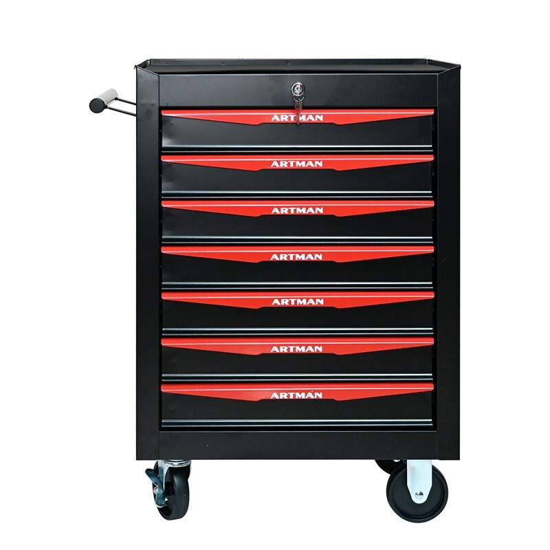 7 Drawers Rolling Tool Box Cart Tool Chest Tool Storage Cabinet w/ Lock & Key