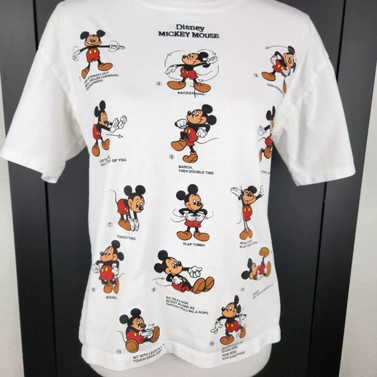 Zara Disney Mickey Mouse Shirt White Size Small RARE Exercise Work