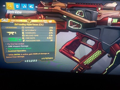 Hyperfocus Xz41 Corrosive W Sntnl 100 Cryo Borderlands 3 Xbox Bl3 Operative Zane Ebay