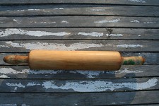 Vintage Rolling Pin 17" Green Wooden Handle Primitive Pie Baking Antique Utensil