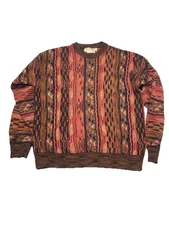 Vintage  Norm Thompson 3D Knit Coogi Style Sweater Men’s Large  Fall colors