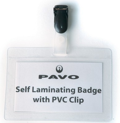 pavo Laminier Namensschild mit Clip 54 x 90 mm transparent 25 Schilder