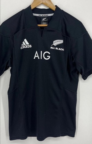 adidas New Zealand All Blacks Rugby Jersey Shirt Mens Black AIG performance 