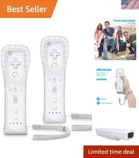 Enhanced Motion Sensing Game Controllers with Silicone Cases - 2 Pack White