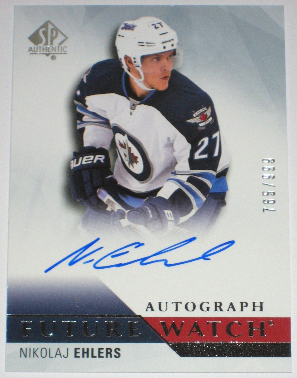 2015-16 UD SP AUTHENTIC FUTURE WATCH NIKOLAJ EHLERS ROOKIE CARD AUTO /999