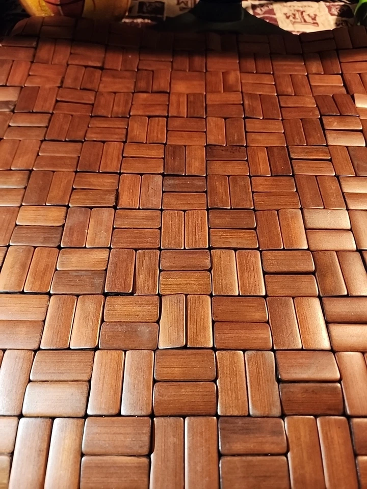 4 manteles de madera vintage con cuentas 15 x 15 pulgadas reversibles MCM pesado perfecto Foto 2 de 4