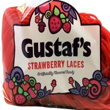 Gustaf’s Shoestring Red Strawberry Licorice Laces Candy, 2 lb Bag