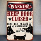 [Vintage Black Cat Sign] Tin Metal Signs Vintage Black Cat Warning Sign - Iron W