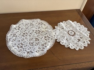Two White Lace Doilies 8.5”& 11”