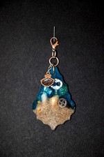 Handmade Resin Custom embedded Seashells, Gear, with Charm Keychain