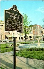 Russellville KY Kentucky CONFEDERTE CONVENTION/PARK SIGN & Street Scene Postcard