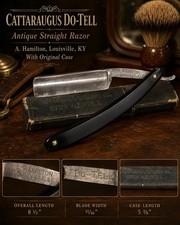 Antique Cattaraugus Do-Tell Straight Razor A. Hamilton Louisville KY w/ Case