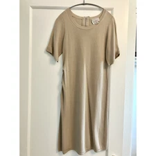 M. Patmos Silk Shift Dress Beige Short Sleeve Small