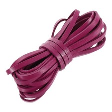 Flat Leather Cord 5.5 Yard 4mm Leather String Strips for DIY Crafts Rose Red