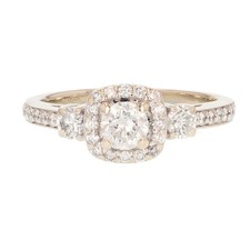 .81ctw Round Cut Diamond Halo Pav  Engagement Ring 14k White Gold Size 7