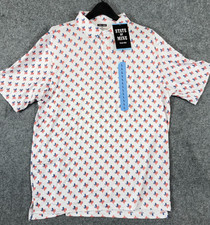 State Of Mine Texas Flag Performance Golf Polo Shirt Mens Large White AOP NWT