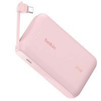 Belkin, Powerbank 10000Mah 20W Mit Integriertem USB-C Kabel Kompakte Form, Rosa