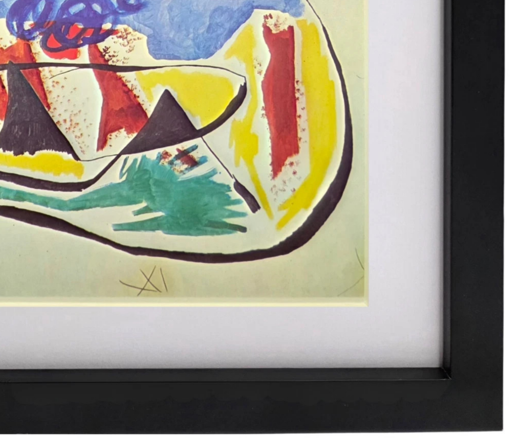 Framed Abstract Joan Miro Composition Vintage 1960s Framed Abstract Offset Lithograph ...