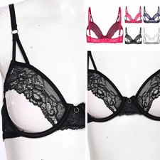 US Sexy Women Non-padded Lingerie Push-up Underwire Open Nipples Unlined Bra