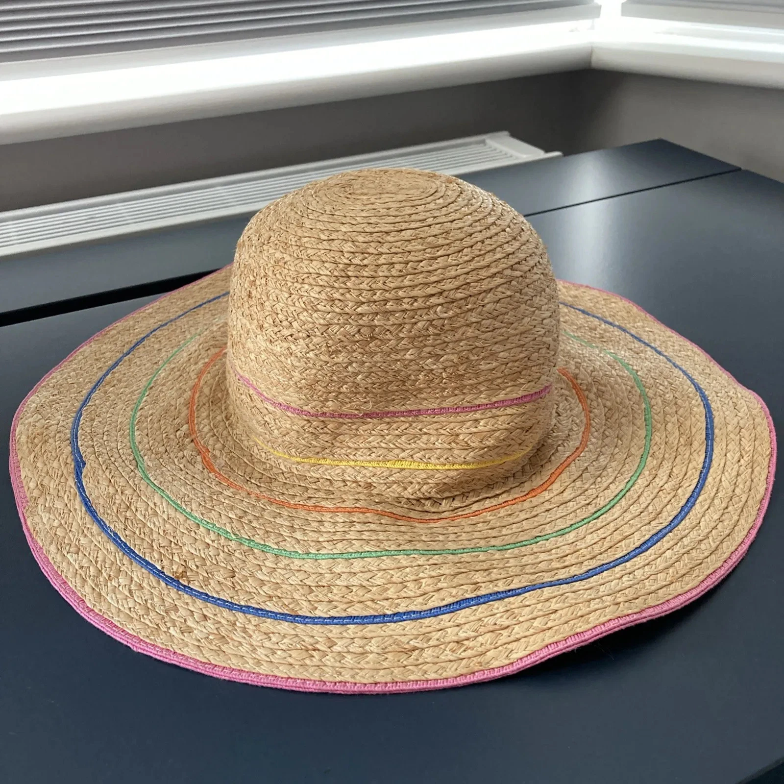 Hush Straw Sun Hat Womens Raffia Floppy Wide Brim Beach Holiday Multi Colour