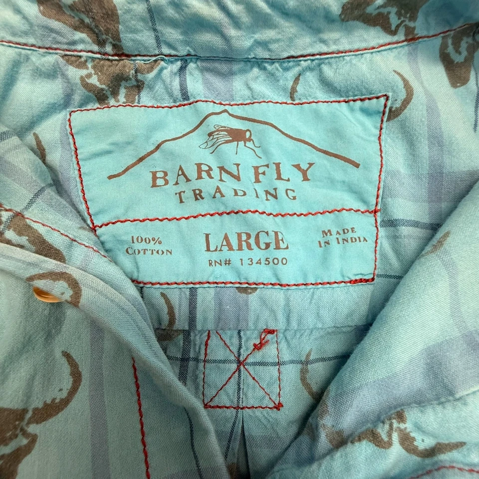 Barn Fly Para Hombre Talla Grande Estilo Occidental Abotonable Manga Larga 100% Algodón Foto 2 de 4