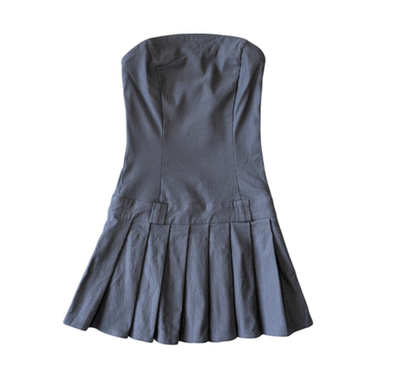 Motel Rocks Payoda Bandeau Mini Dress in Dark Grey Size XS Pleated  Strapless | eBay