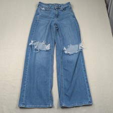 American Eagle Jeans Womens 6 Blue Super High Rise Baggy Wide Leg Boho