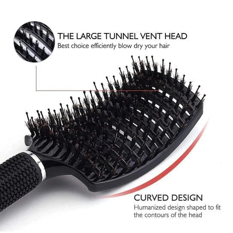 Performore Vented Boar Bristle Styling Hairstreaq Detangling White & Black - Image 4 of 4