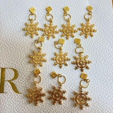 CHANEL 2024 Holiday Snowflake Charm Set of 10 Gold Tone Novelty New From Japan