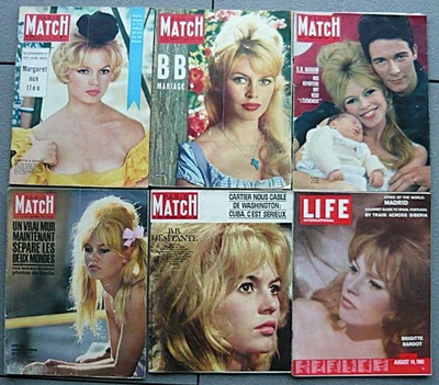 Lot 6 revues :  5 PARIS MATCH + 1 LIFE magazine années 60 's BRIGITTE BARDOT - Photo 1/4