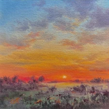 Original Oil Painting Sunset Painting Landscape