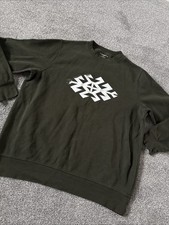 Croft  Barrow Sweatshirt Men Large Dark Green Khaki Graphic Print Smart Jumper
