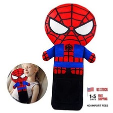 Seatbelt Pillow Cover for Kids, Stuffed Soft Plush Spidery Travel Pillow in red