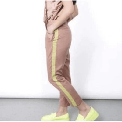 NEW Wildfang Empower Color Block Slim Fit Crop Pant Size 8 Rose Brown Neon NWT