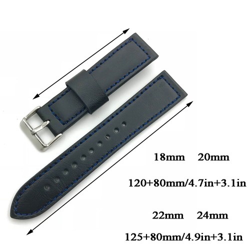 Leder Uhrengurt 18 Mm 20 Mm 22 Mm 24 Mm Für Frauen Für Frauen Genäht / - Picture 2 of 18