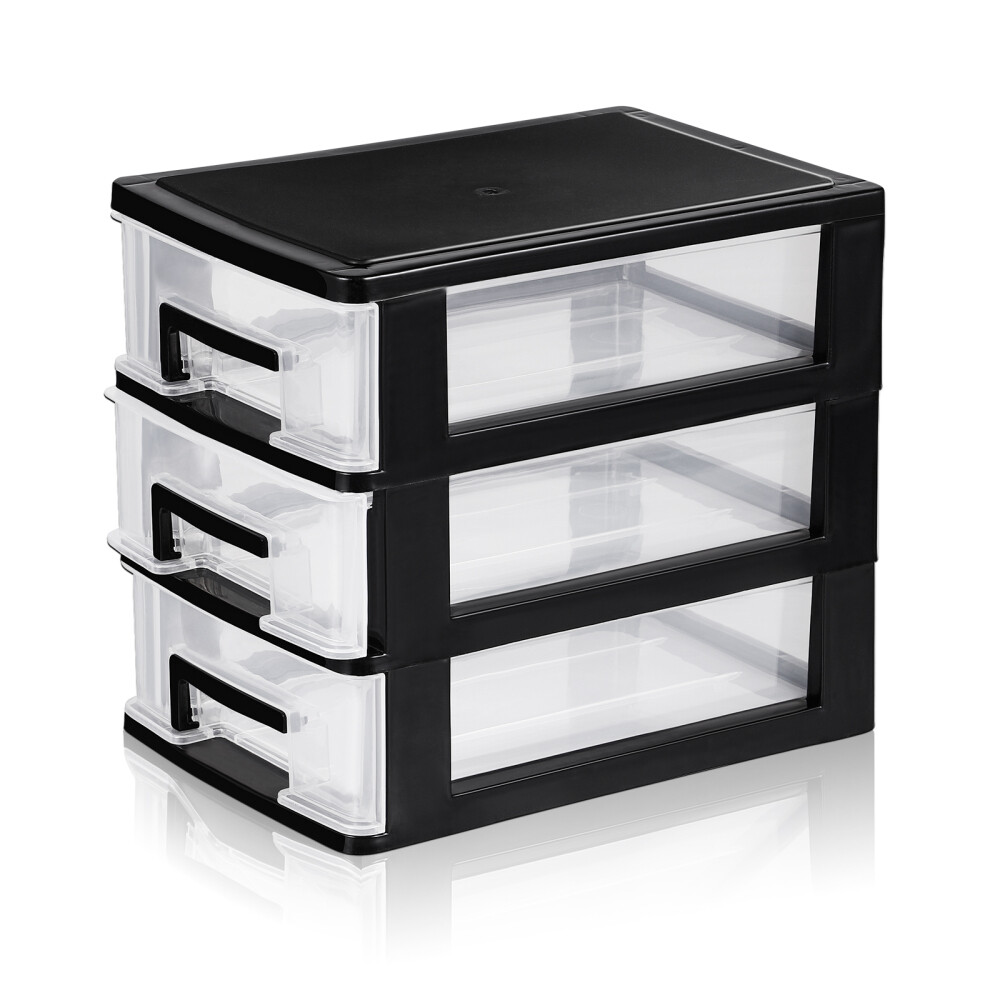 Three-Layer Clear Storage Bins Organizer for Office Cabinet and Makeup Essentials-image