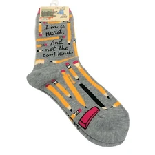 Blue Q Womens Crew Socks Soft Combed Cotton Shoe Size 5 - 10 Nerd Not Cool Kind
