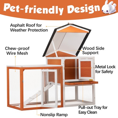 COZIWOW Wooden Rabbit Hutch Cage House Habitat Animal Pet Chicken Coop Outdoor - 第 5/19 張圖片