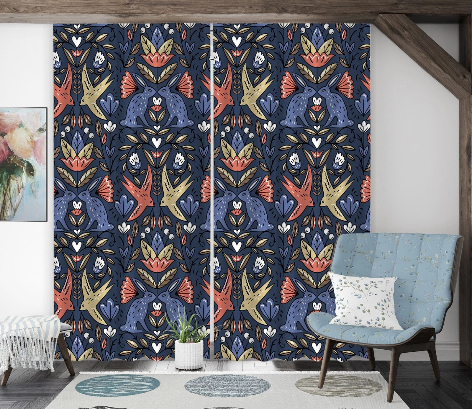 3D Animal Painting ZHUB5178 Photo Curtain Window Blockout Fabric Vera 2023