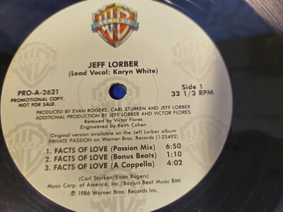 Jeff Lorber Lead Vocal: Karyn White   Facts Of Love - 12'' DISCO VINYL SINGLE