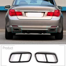 Black Rear Exhaust Muffler Tail Pipe Cover For BMW 7 Series F01 F02 2009-2015