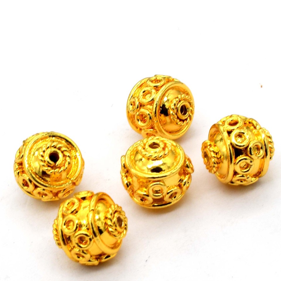 8 Pcs 10mm Bali Bead 18k Gold Plated Jewelry Making Bead 22 eBay