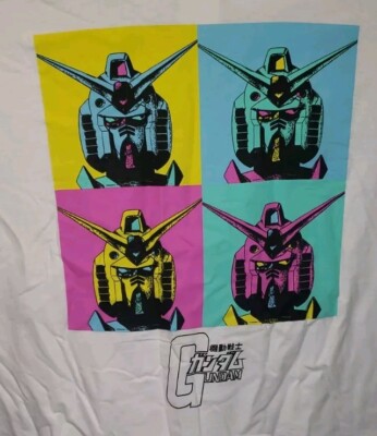 GUNDAM WING NEON FOUR SQUARE MENS WHITE SHORT SLEEVE T SHIRT CRUNCHY ROLL