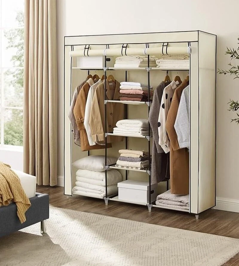 Tragbarer Kleiderschrank Platzsparender Modularer Kunststoffschrank mit Türen - Bild 2 von 4