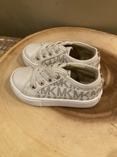 Michael Kors kids Lace Up Slip On White Silver Logo Sneakers Sz-3