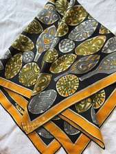Vintage Vera Neumann scarf 26" sq Rayon silk MCM tribal/mod design orange green