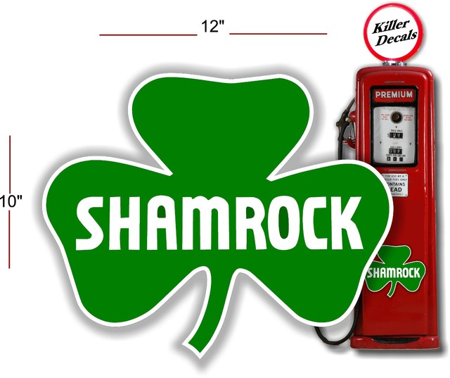 12" SHAMROCK GASOLINE GAS PUMP OIL TANK DECAL eBay