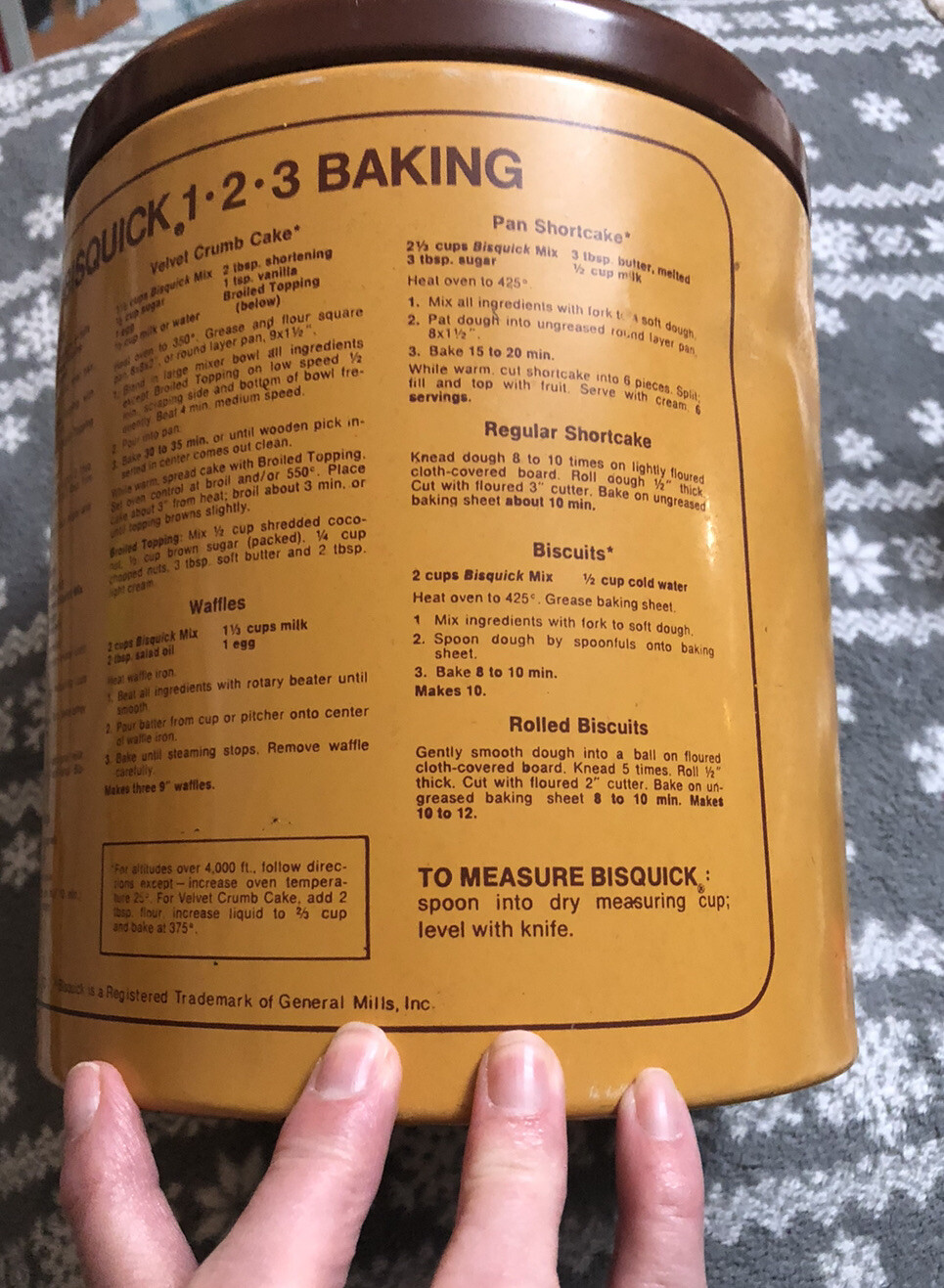 Bisquick Tin Can Container Lid 1973 Baking Recipes on Back General ...