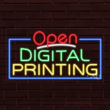 NEW "OPEN DIGITAL PRINTING" w/BORDER 33x18x1 INCH LED FLEX INDOOR SIGN 35494